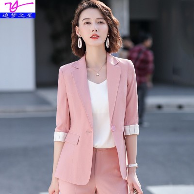 时尚简约西装女外套夏季爆款小个子春夏新款薄款职业套装批发图3
