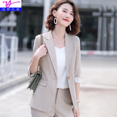 时尚简约西装女外套夏季爆款小个子春夏新款薄款职业套装批发图1