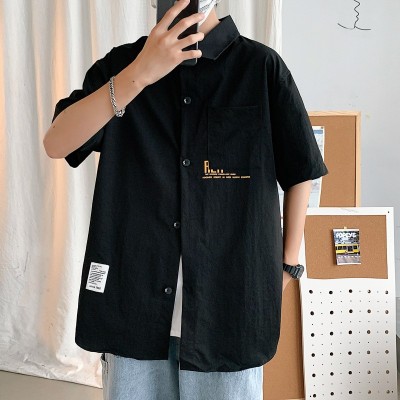 衬衫男短袖夏季韩版潮流休闲半袖衬衣男士夏装帅气外套港风衣服男图3
