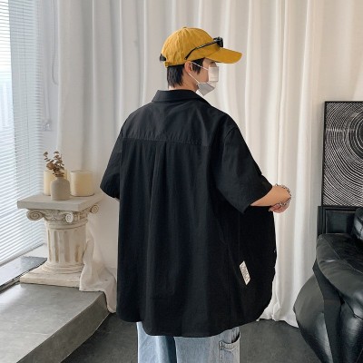 衬衫男短袖夏季韩版潮流休闲半袖衬衣男士夏装帅气外套港风衣服男图4
