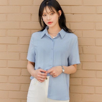 夏季短袖衬衫女设计感小众宽松日系百搭垂感职业气质正装上衣图4