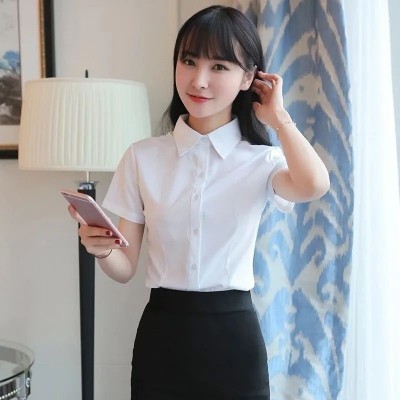 加厚白衬衫女长袖厚职业正装纯棉打底白色衬衣气质女士工作服上衣图2