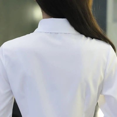 加厚白衬衫女长袖厚职业正装纯棉打底白色衬衣气质女士工作服上衣图4