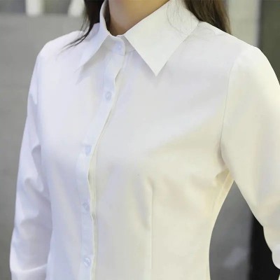 加厚白衬衫女长袖厚职业正装纯棉打底白色衬衣气质女士工作服上衣图3