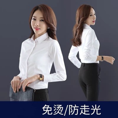 白衬衫女长袖新款职业正装纯棉白色衬衣OL气质女士工作服上衣图3