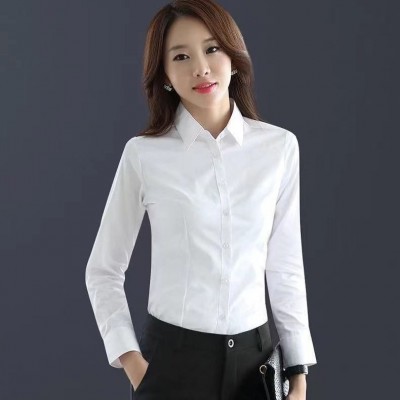 白衬衫女长袖新款职业正装纯棉白色衬衣OL气质女士工作服上衣图4