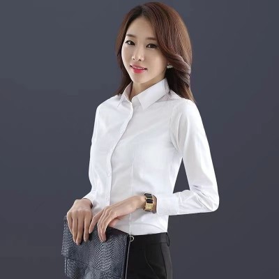 白衬衫女长袖新款职业正装纯棉白色衬衣OL气质女士工作服上衣图5