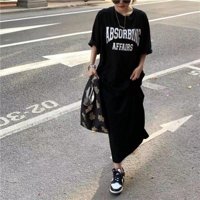 夏季韩版韩国大码女装休闲长款连衣裙胖mm宽松过膝T恤长 裙女睡裙图4