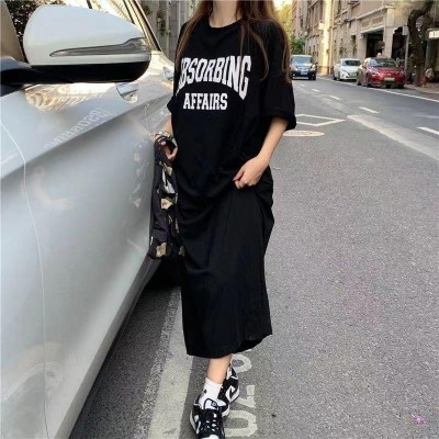 夏季韩版韩国大码女装休闲长款连衣裙胖mm宽松过膝T恤长 裙女睡裙图2