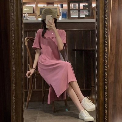 夏季大码短袖休闲宽松连衣裙女200斤胖mm印花洋气百搭过膝懒人裙图2