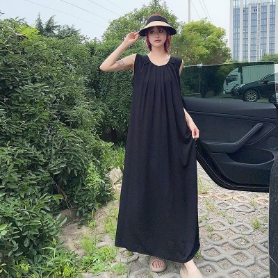 拖地长裙到脚踝2024夏季新款宽松长款绵绸大摆显瘦超长连衣裙女图4