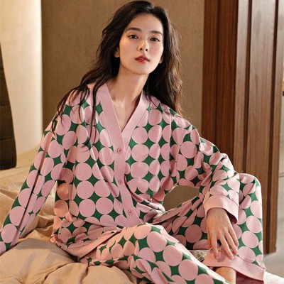 2024新款跨境批发睡衣女开衫春秋款秋季长袖可爱少女款in s家居服图4