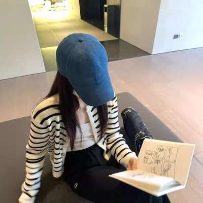 法式复古小香风条纹软糯宽松慵懒风高级感针织开衫毛衣女外套上衣图4
