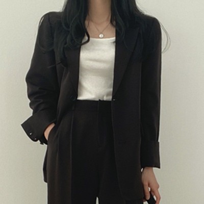 春秋小个子炸街新款时尚l韩版休闲西服套装图2