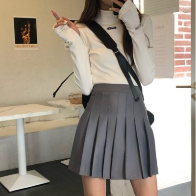 百褶裙短裙女春夏新款半身裙高腰a字裙显瘦黑白色防走光短裙子秋图2