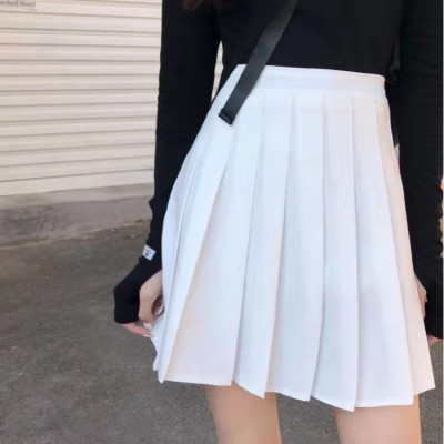 百褶裙短裙女春夏新款半身裙高腰a字裙显瘦黑白色防走光短裙子秋图5