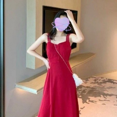 吊带连衣裙子女夏2024年新款小黑裙法式茶歇复古桔梗过膝收腰长裙图3
