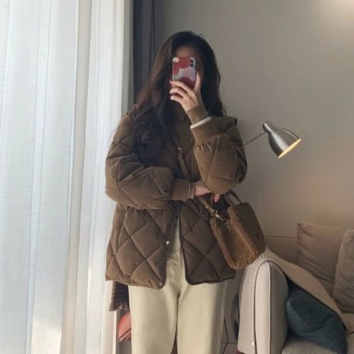 菱格纹短款轻薄嘉兴平湖羽绒服女款高端女装冬季外套韩版 白鸭绒服图2