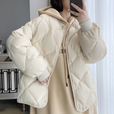 菱格纹短款轻薄嘉兴平湖羽绒服女款高端女装冬季外套韩版 白鸭绒服图3