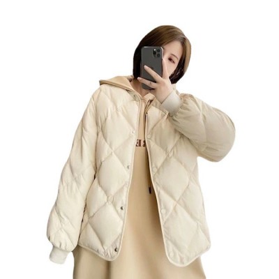 菱格纹短款轻薄嘉兴平湖羽绒服女款高端女装冬季外套韩版 白鸭绒服图5