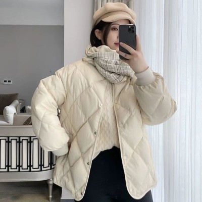 菱格纹短款轻薄嘉兴平湖羽绒服女款高端女装冬季外套韩版 白鸭绒服图4