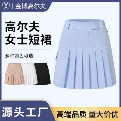 夏季户外运动百褶裙防走光高腰瑜伽裙带口袋收腹显瘦高尔夫半身裙图2