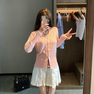 THOMBIRUCRO女士春秋季新款修身针织开衫四扣精仿羊毛开衫V领休闲图5