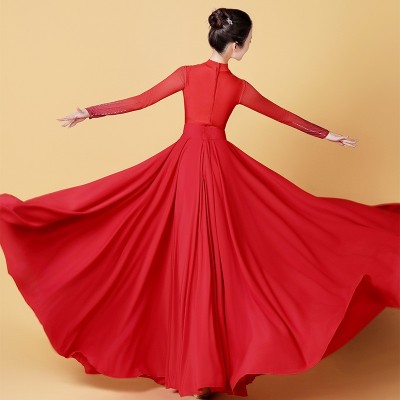 灯火里的中国舞蹈服双层大摆裙交谊舞舞裙古典舞舞蹈服万 疆舞蹈服图4