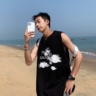 运动背心男篮球夏季嘻哈坎肩上衣薄款ins港风潮牌个性无 袖t恤宽松图2