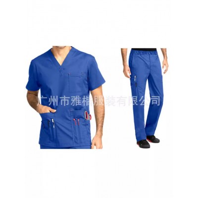 定制速干弹力男牙科医护人员护士服短袖多口袋工作服上衣裤子图2