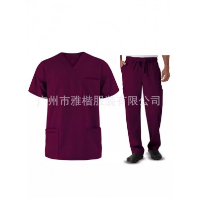 定制速干弹力男牙科医护人员护士服短袖多口袋工作服上衣裤子图5