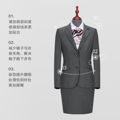 办公正装女西服套装职业西装女灰色百搭女西装套都市丽人修身气质图2