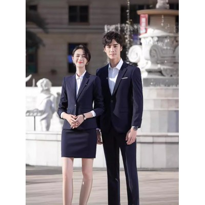 职业西服套装男士西装商务修身正装三件套保险地产经理外套绣LOGO图2