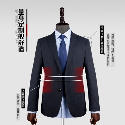 2024年男士高弹力条纹西装 双扣修身休闲西服 源头工厂图3