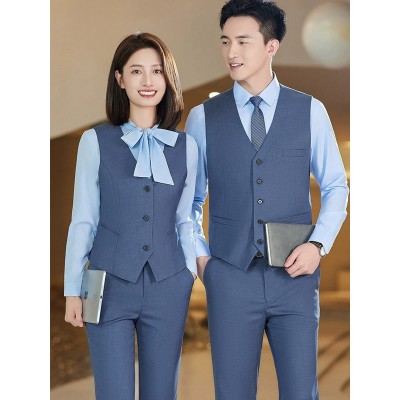 宝马领创西服套装工作服4s店工装雾霾蓝商务西装男女外套马甲衬衫图4