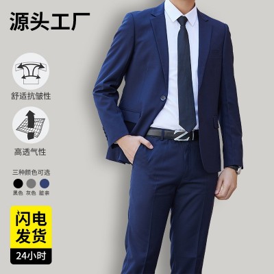 男士西服职业外套西装伴郎服男上班新郎装结婚套装大码正 装礼服图2