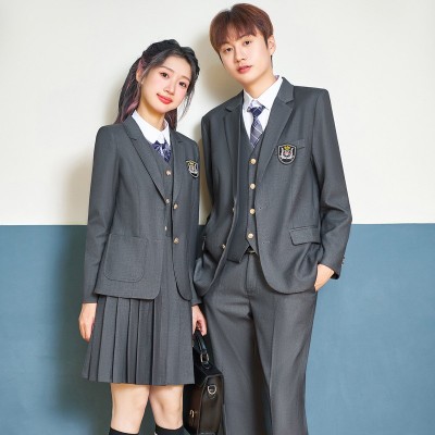 2024秋季新款服装男女同款初高中班服JK制服西装套装三件 套学院风图3