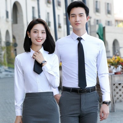 商务男士衬衫刺绣定制logo长袖衬衫职业工作服棉衬衣女款 厂家批发图4