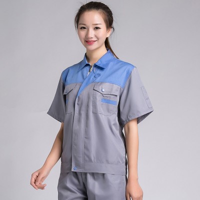 汽修工装夏季短袖工作服定制套装薄款透气厂服上衣男女半袖劳保服图2