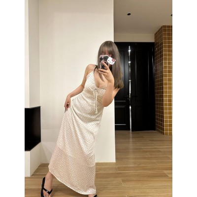 显瘦显高印花吊带连衣裙~子川V领连腰带长裙女2024夏季吊带裙8681图3