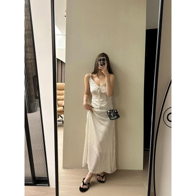 显瘦显高印花吊带连衣裙~子川V领连腰带长裙女2024夏季吊带裙8681图2