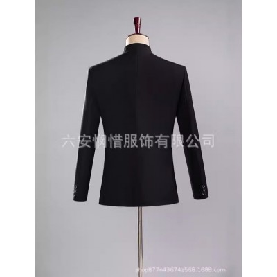 民族服装中国风中山刺绣龙装男装婚庆艺考主持人立领合唱团歌手图3