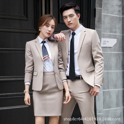 职业装套装女商务正装男女同款气质售楼部企业工装西服工作服春季图4