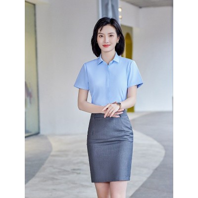 2024春夏男女长短袖衬衫刺绣logo免烫商务职业衬衣公司工作服印字图5