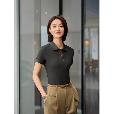 液氨定型Polo衫印logo2024轻奢商务广告衫翻领T恤衫短袖男女同款图2