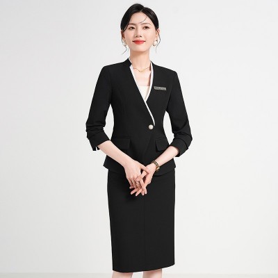 职业西装套装女2024秋季新款工装气质收腰珠宝店售楼部工作服高端图3