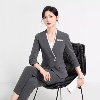 职业西装套装女2024秋季新款工装气质收腰珠宝店售楼部工作服高端图4