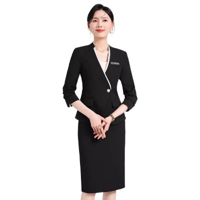 职业西装套装女2024秋季新款工装气质收腰珠宝店售楼部工作服高端图5