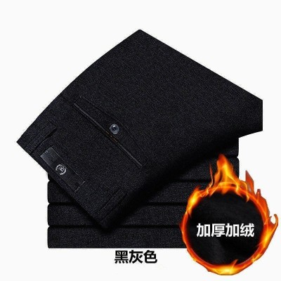 男士裤子秋冬加绒加厚中年男休闲裤直筒裤子爸爸中老年人宽松西裤图5