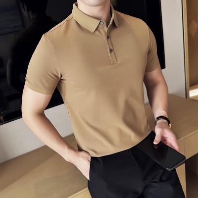 索罗娜凉感短袖POLO衫男士冰丝垂感商务轻奢夏季免烫抗菌纯色T恤图2